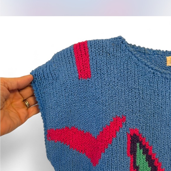 Vintage 90s Segue Sweater Vest Womens M Chunky Knit Colorful Geometric Retro - Picture 4 of 6